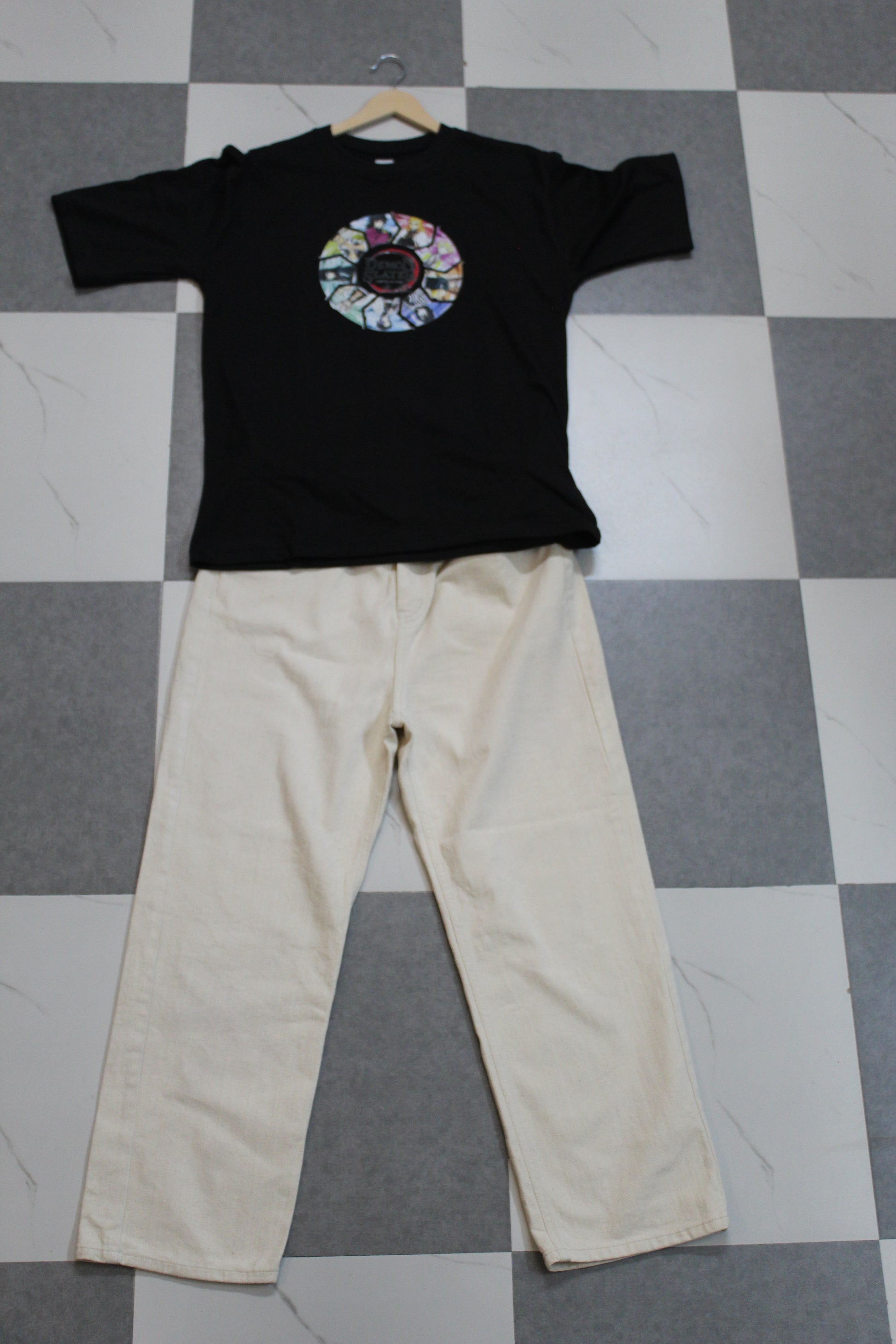 Tee and Pant Combo/ Black T-Shirt With White Trouser Pant