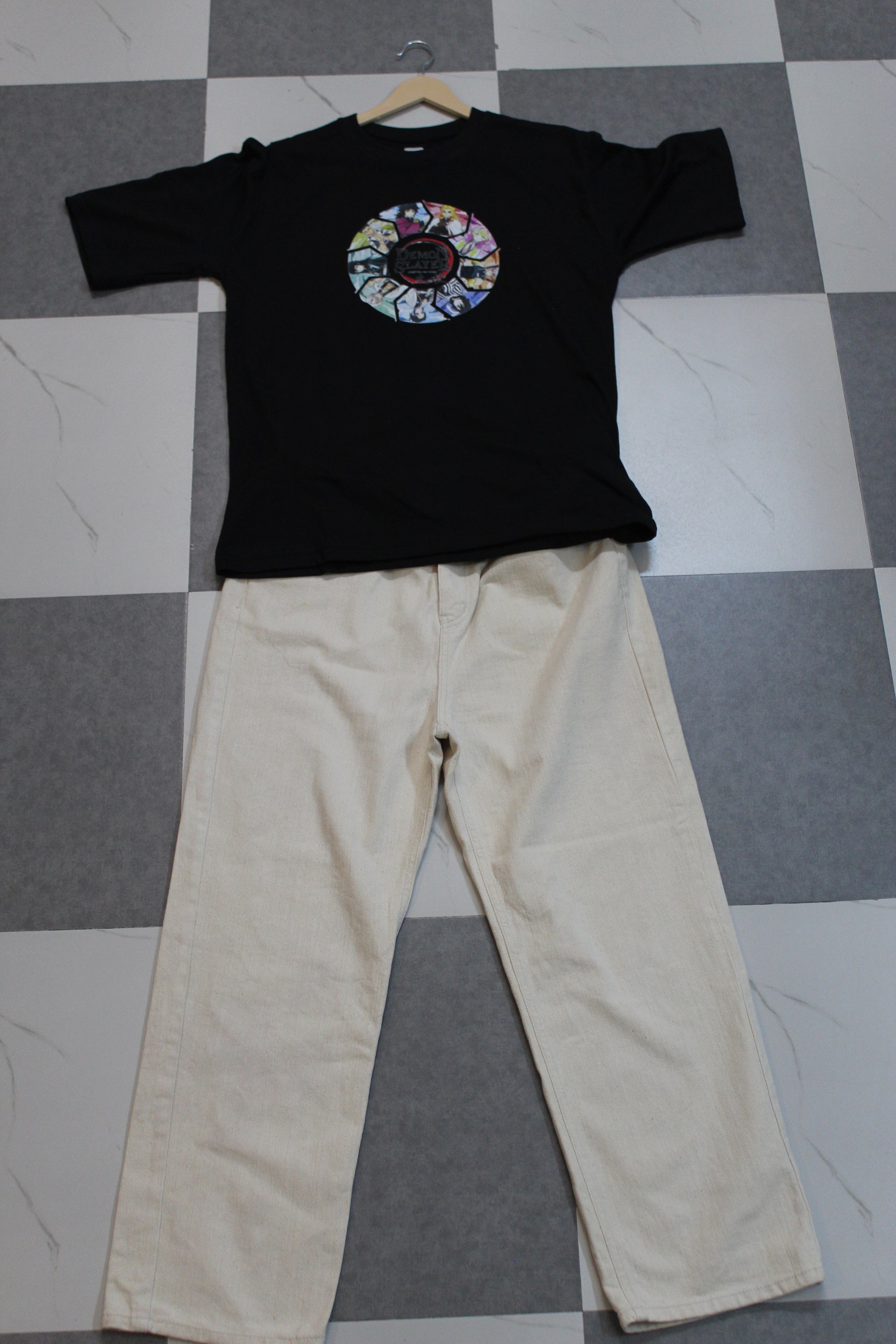 Tee and Pant Combo/ Black T-Shirt With White Trouser Pant