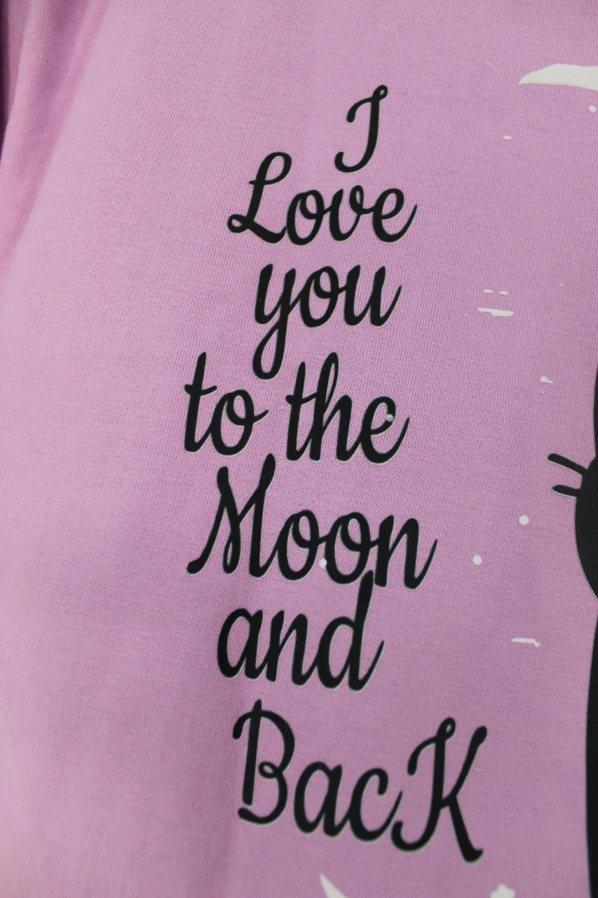 OVERSIZED T-SHIRT WITH MEOW LAVENDER COLOUR